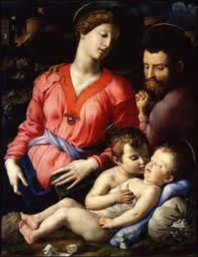 ''Sainte Famille avec saint Jean-Baptiste'' est une huile sur panneau de bois réalisée vers 1535. Quel maniériste a peint cette peinture religieuse ?