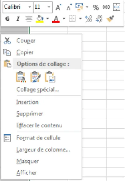 Quelle est la manipulation à effectuer pour afficher le menu contextuel ?