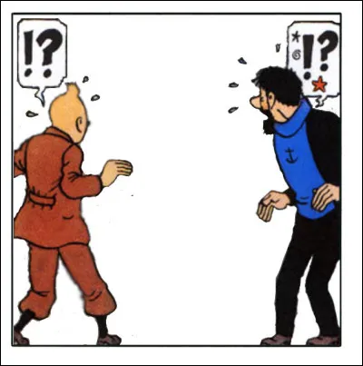 Dans une posture figée que ne reniera pas Edgar P. Jacobs*, Hergé montre nos héros stupéfaits, interloqués, interdits... Ce qui ne vous interdit en rien de trouver "pourquoi ?" !