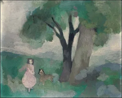 Qui a peint "Jeune Fille au chien dans un paysage" ?