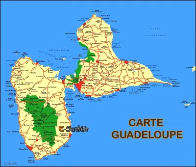 Quelle ville est située en Guadeloupe ?