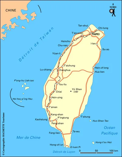 Quelle ville est située sur l'île de Taïwan ?