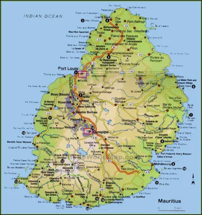 Quelle ville est située sur île Maurice ?