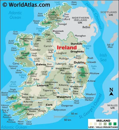 Quelle ville est située en Irlande ?