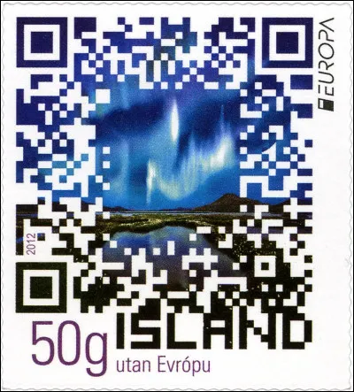 Retour en Islande et ses timbres "modernes" : que peut-on distinguer (avec peine !) au centre ?