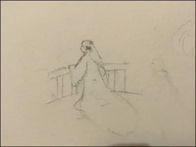 Cette femme est sur un balcon, donc