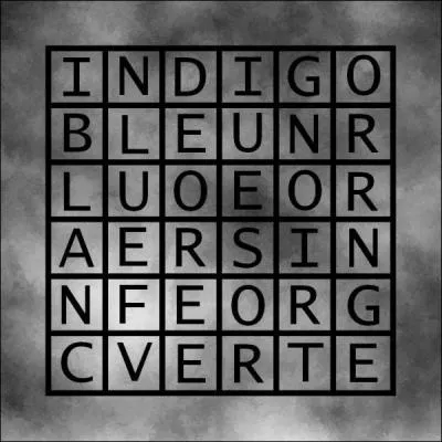 Dans cette grille se trouvent plusieurs couleurs. L'une d'elles se lit deux fois. Laquelle ?