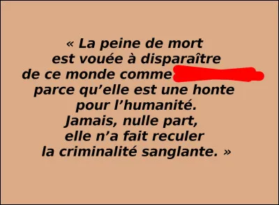 Et ce ne sera pas son unique cheval de bataille. Quel est le terme manquant dans l'extrait de son discours avant le vote de la loi de septembre 1981 ?