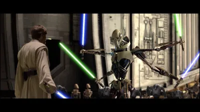 10. Obi-Wan Kenobi vs général Grievous.

Dans l'épisode III, Obi-Wan et Grievous se battent sur Utapau. Obi-Wan tue Grievous en lui tirant dans le ventre avec un pistolet blaster. Combien de fois tire-t-il dans son ventre ?