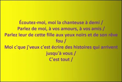 Ces paroles sont-elles tirées d'une véritable chanson ?