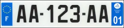 Le département de l'Ain porte le numéro 01 sur les plaques d'immatriculation.