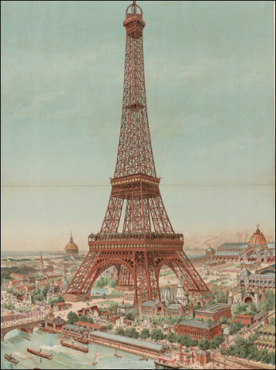 La couleur originelle de la tour Eiffel en 1887 est "rouge venise" à cause de sa peinture à base de minium.