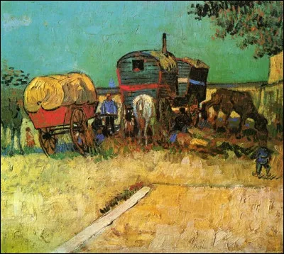 À quel artiste appartient la toile représentant "La Roulotte, campement de bohémiens aux environs d'Arles" ?