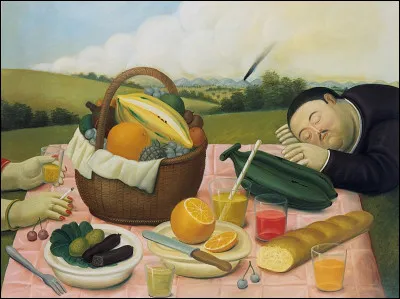 Qui fait la sieste au milieu des fruits ?