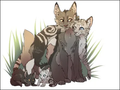 Tu prends Plume de Merle comme lieutenant. Une lune plus tard, Tornade Nocturne met bas d'une petite femelle. Vous l'appelez Petit Automne. Tu aimes ta famille plus que tout ! Ta fille t'adore et toi de même. Tornade Nocturne te regarde puis pose son regard sur ta fille tout comme toi. Aimes-tu ta vie ?