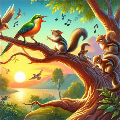 Les oiseaux chantaient leur symphonie matinale [...] que les écureuils sautaient d'une branche à l'autre.