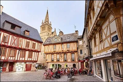 Dans quelle ville bretonne peut on admirer ces maisons à colombages près de la cathédrale Saint-Pierre ?