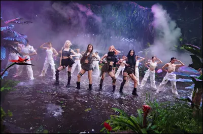 Dans le M/V, qui porte une jupe grise durant le premier refrain ?