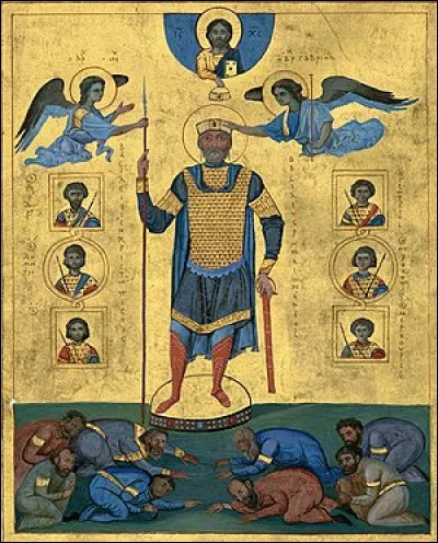 Basile II, empereur byzantin de l'an 1000, a étendu la puissance de son empire jusqu'au Danube et au Caucase ; il a été surnommé ...