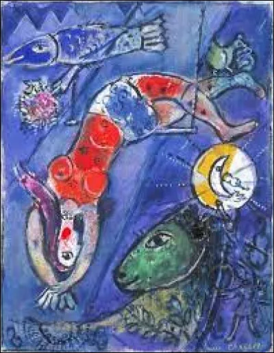 A qui doit-on cette peinture intitulée "Le Cirque bleu", représentant une acrobate, un cheval et un poisson ?