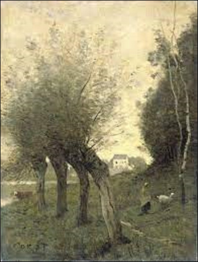 On débute notre promenade pictural en cherchant un peintre de l'école de Barbizon. Entre 1840 et 1875, quel artiste a peint cette huile sur panneau intitulée ''Paysage avec Saules'' ?