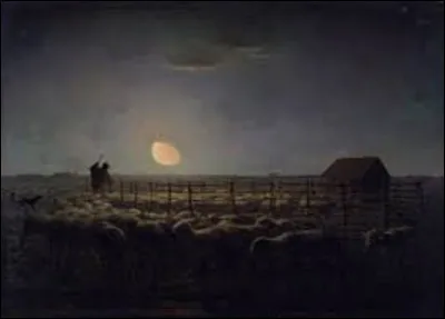 Entre 1856 et 1860, quel membre de l'école de Barbizon a réalisé cette huile sur panneau intitulée ''La Bergerie, clair de lune'' ?