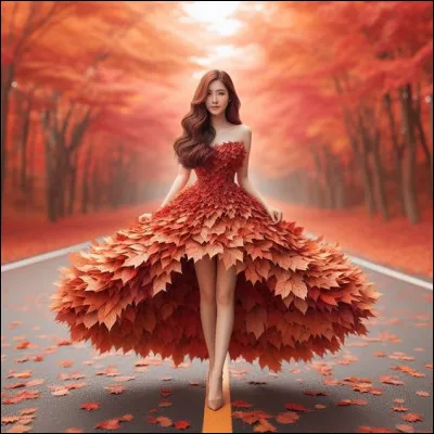 Pour mettre en valeur sa création, le couturier a fait appel à un poète qui s'est déplacé en personne du fond de l'au-delà pour venir nous présenter cette robe empreinte de romantisme, lui inspirant ces vers : 
Et je men vais
Au vent mauvais
Qui memporte
Deçà, delà,
Pareil à la
Feuille morte.