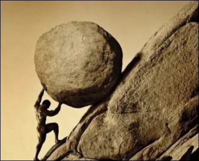 Continuons avec un homme qui a trompé la mort et doit pousser un rocher en haut d'une montagne, rocher qui retombe encore et encore. Comment se nomme-t-il ?