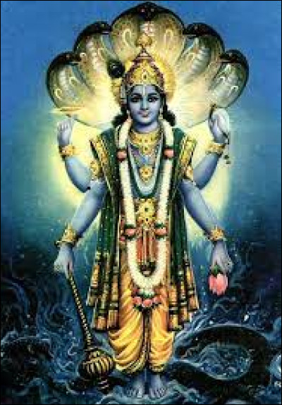 Quelle divinité de l'hindouisme est représentée en bleu ?