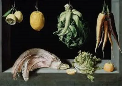 Quel peintre du siècle d'or espagnol a réalisé cette toile intitulée ''Fenêtre, fruits et légumes'', vers 1602 ?
