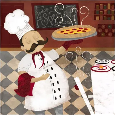 Une pizza à partager, accompagnera divinement bien l'apéro. On lit sur la carte qu'elle est composée de tomate, ail, origan, et huile dolive.
"Quel est son nom ?" demande tonton Jeff.