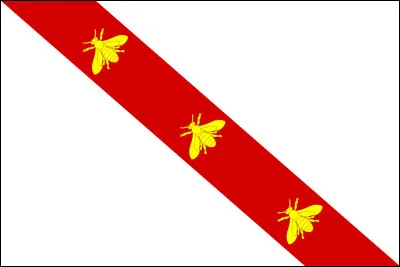 À quelle île méditerranéenne appartient ce drapeau, avec une bande rouge au milieu, et trois abeilles jaunes par-dessus ?