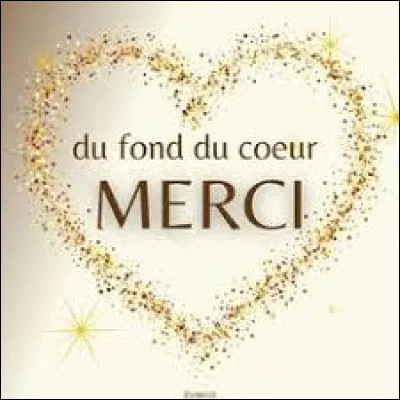 Je termine ce quiz par un immense "merci" à tous ceux qui me suivent depuis longtemps ou pas dans cette folle aventure des quiz ! Comment dit-on "merci" en anglais ?