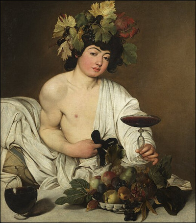 Quel peintre italien a représenté Bacchus tenant un verre de vin rouge dans sa main gauche ?