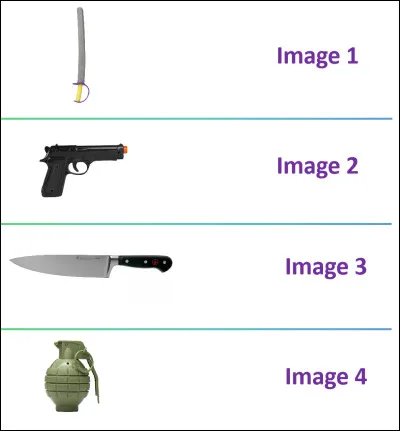 Parmi ces quatre images, laquelle montre un objet permettant d'assassiner une personne ?