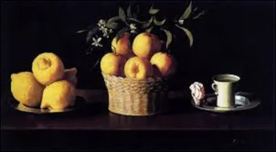 Lequel de ces trois baroques espagnols a réalisé, en 1633, cette nature morte intitulée ''Nature morte aux citrons et oranges avec une rose'' ?