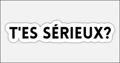 Es-tu s&eacute;rieux/s&eacute;rieuse ?