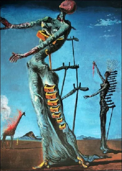 Qui est l'auteur de ce tableau intitulé ''La Girafe en Feu'' ?