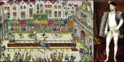 Ce 30 juin, le roi de France Henri II est blessé d'un éclat de lance dans l'&oelig;il, lors dun tournoi tenu rue Saint-Antoine à Paris ; il en meurt dix jours plus tard : c'était en ...