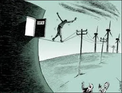 Quel est le message de cette caricature sur la transition énergétique ?