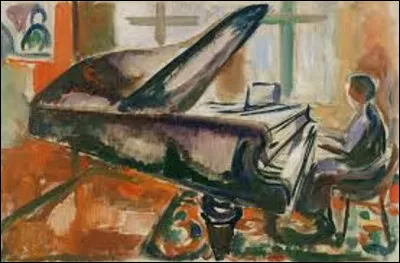 Entre 1916 et 1917, quel expressionniste a réalisé ce tableau nommé ''Au Piano à queue'' ?