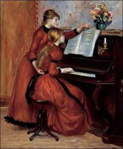 On débute notre voyage musical en cherchant un impressionniste. Vers 1889, quel artiste a réalisé cette toile intitulée ''La Leçon de piano'' ?