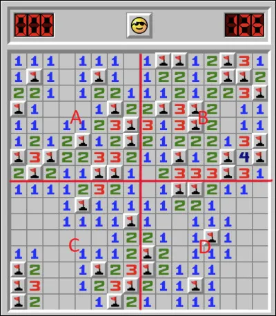 Dans ce tableau résolu, où se trouvent les cases qu'on ne peut pas résoudre par la logique ?