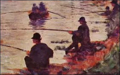 Réalisé vers 1883, ''Les pêcheurs à la ligne'' est un tableau pointilliste. Quel peintre a peint cette huile sur panneau ?