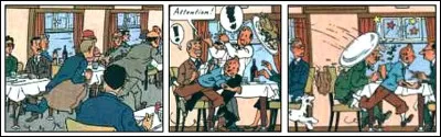 Dans quelle aventure Tintin traverse-t-il le wagon restaurant au pas de course ?