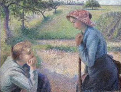 Entre 1891 et 1892, quel impressionniste a peint cette toile intitulée ''Deux jeunes paysannes'' ?
