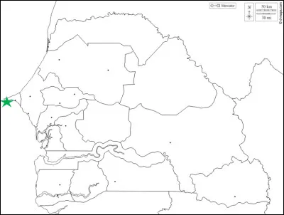 Descendons vers le sud et stoppons au Sénégal. 
Quelle ville désigne l'étoile verte ?