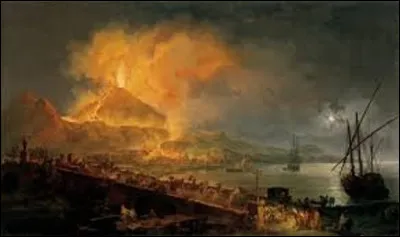 Quel artiste a réalisé, en 1777, ce tableau intitulé ''L'Éruption du Vésuve avec le pont de la Madeleine'' ?