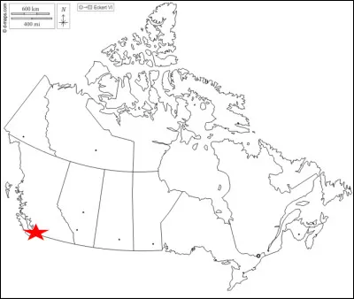 Quittons le Royaume-Uni pour nous intéresser aux autres pays du Commonwealth.
Pour ce faire traversons l'Atlantique pour arriver au Canada.
Quelle ville désigne l'étoile rouge ?
