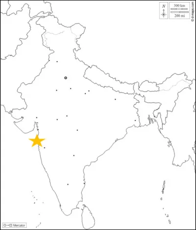 Restons encore en Inde avec cette nouvelle carte 
Quelle ville est désignée par l'étoile orange ?
